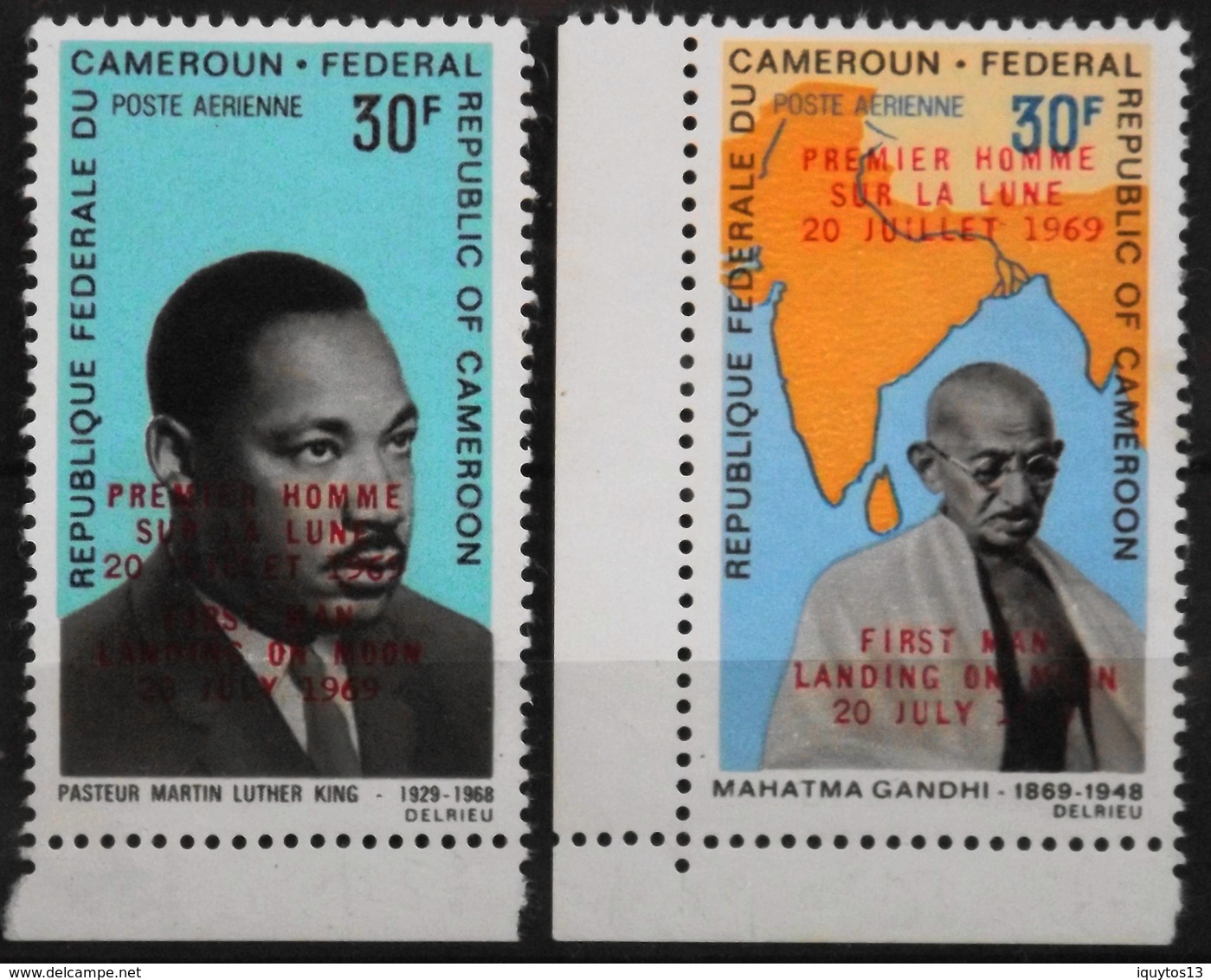 Afrique > Cameroun - 1969 - Célébrités > Martin Luther King & Mahatma Gandhi - Surchar- P.A N° 123 / 141 Y & T - NEUFS** - Martin Luther King