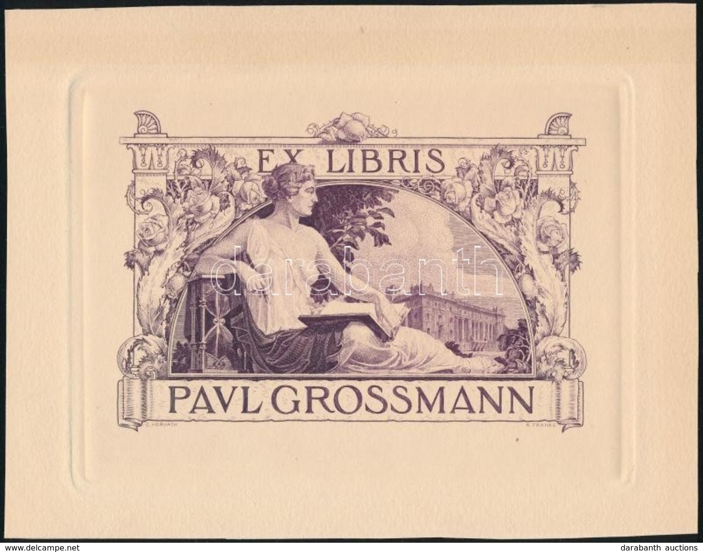 Horváth Endre (1896-1954): Ex Libris Paul Grossmann. Rézkarc, Papír, Jelzett A Karcon, 10×14 Cm - Autres & Non Classés