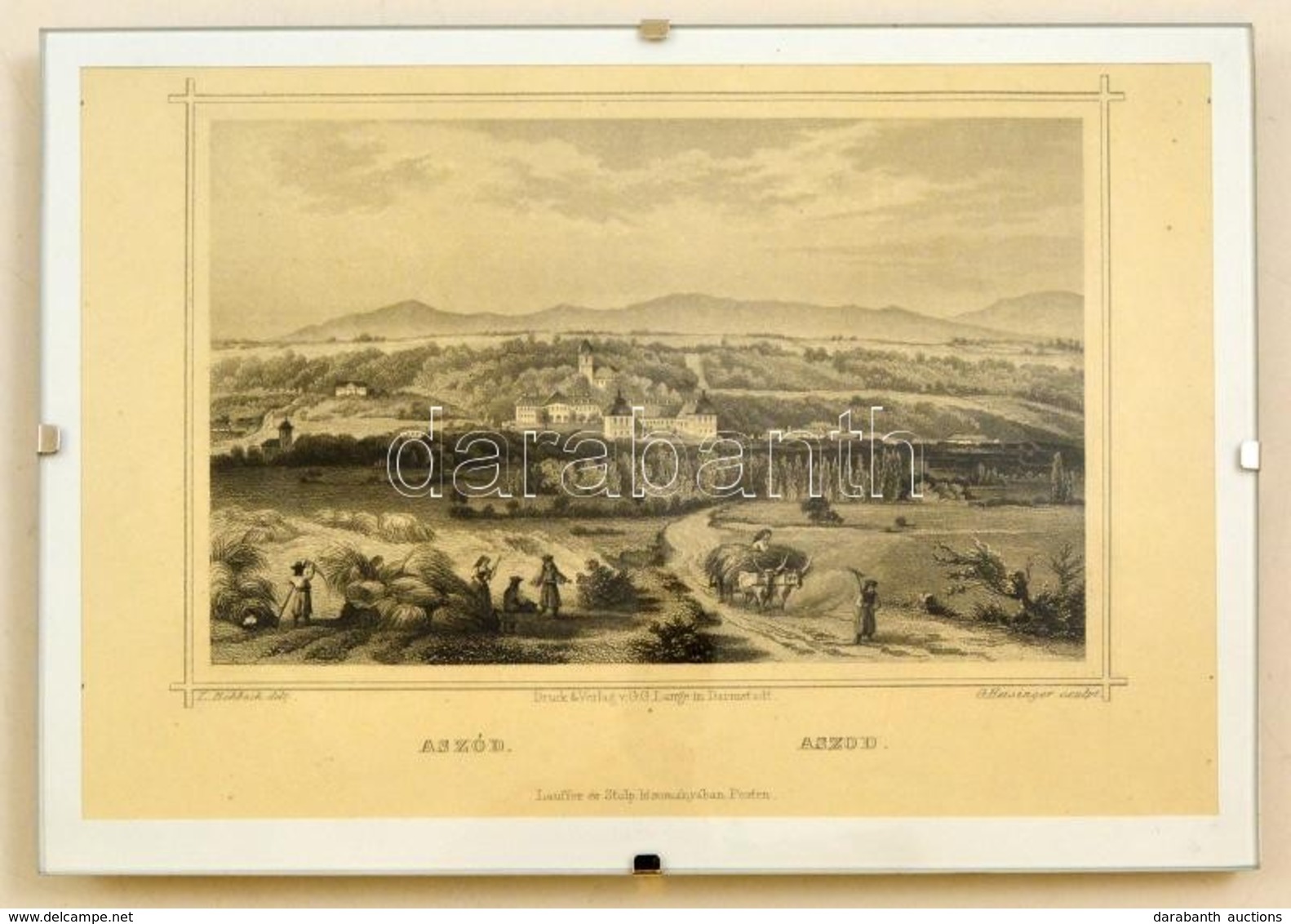 Cca 1860 Ludwig Rohbock (1820-1883): Aszód. Acélmetszet. Metszet Mérete 16x11  Cm Üveg Keretben - Estampes & Gravures