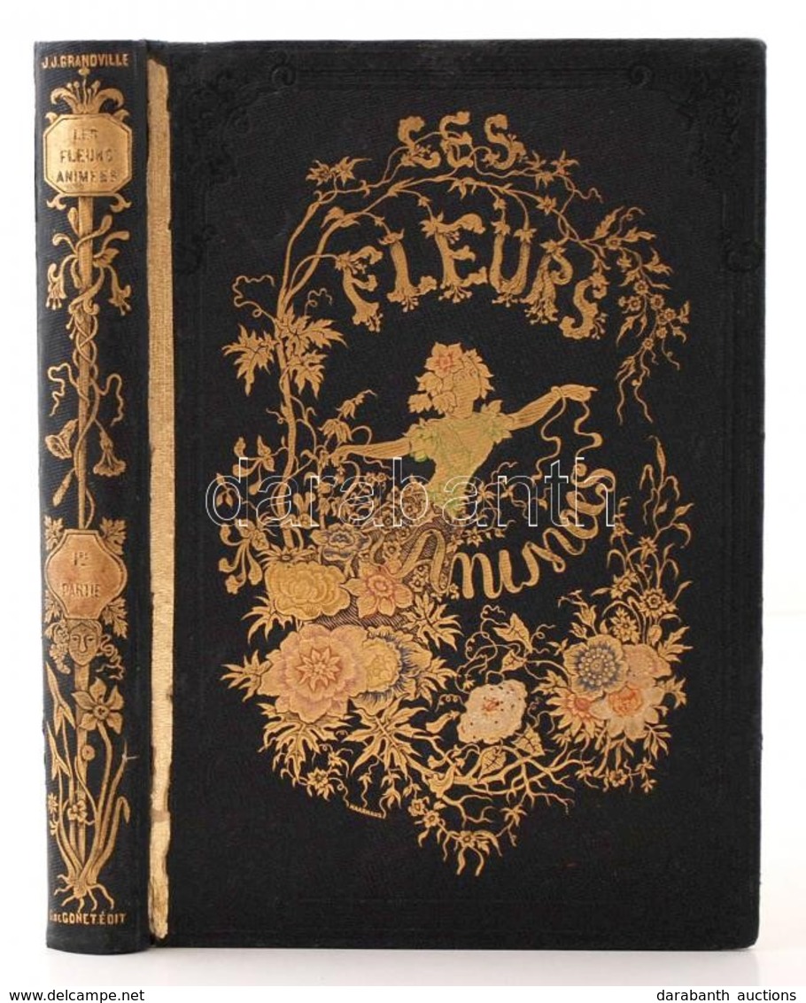 Grandville, J.J.: Les Fleurs Animees. I. Paris, 1847. Gonet. 28 Színezett Acélmetszettel. Aranyozott Egészvászon Kötésbe - Estampes & Gravures