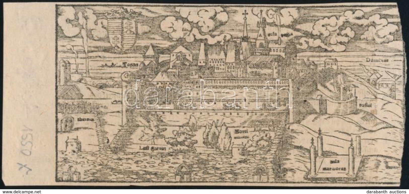 Cca 1550-1600 A Budai Királyi Palota Nyugat (Tabán) Felöl, In: Münster, Sebastian: Cosmographia Universalis, Fametszet,  - Estampes & Gravures
