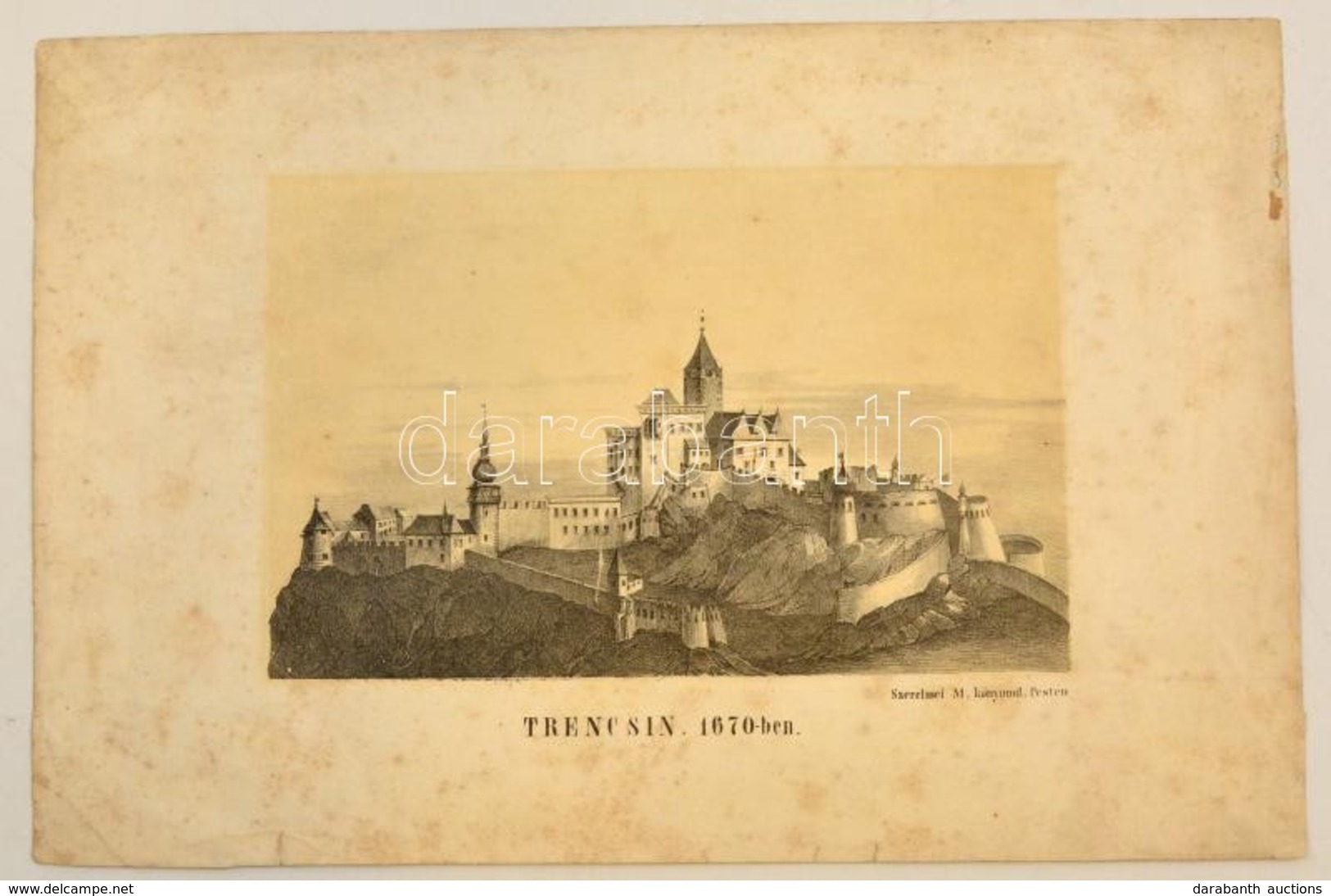 Szerelmey Miklós (1803-1875): Trencsin 1670-ben Színes Litográfia. Lapméret 26x17 Cm - Estampes & Gravures