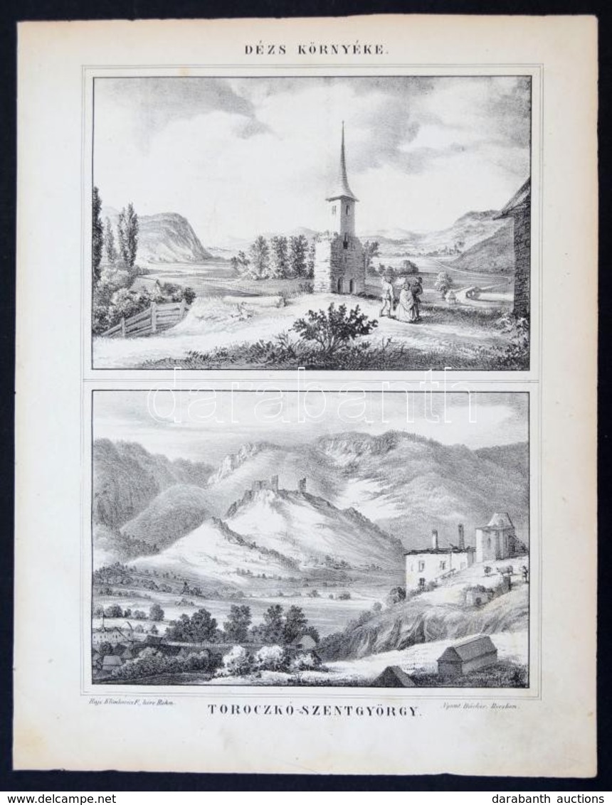 1853 Kubinyi Ferenc: Magyarország és Erdély Képekben C Munkából: Toroczkó-Szentgyörgy és Dézs. Klimbovics F. Körajza./ L - Stampe & Incisioni