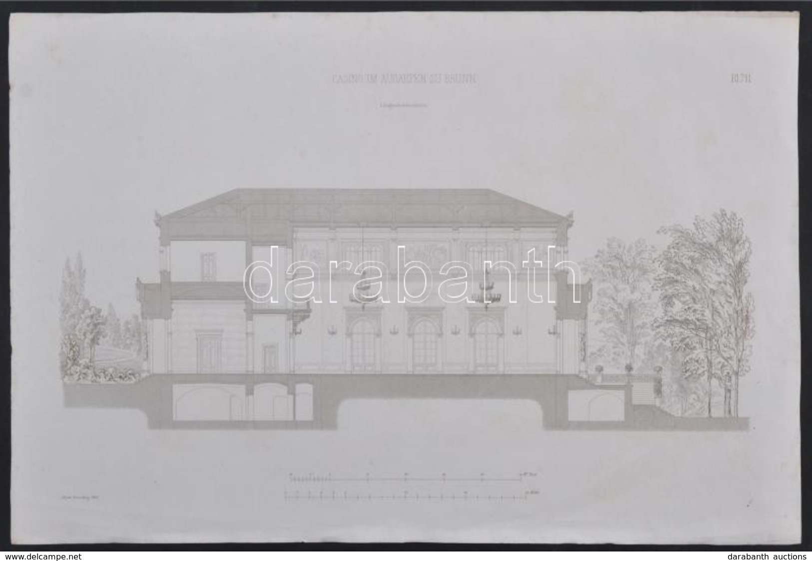 1855 Csehország. A Brünni Casino Keresztmetszeti Rajza. Lithográfia / Czech Republic, Brno: Plan Of The Casino. Lithogra - Estampes & Gravures