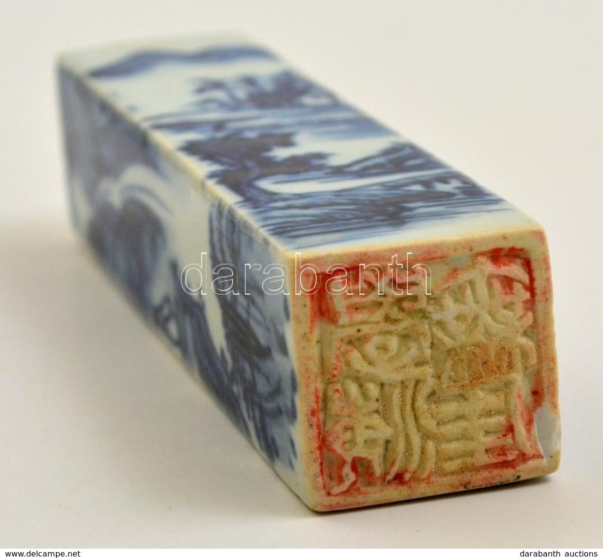 Kínai Pecsétnyomó. Mázas, Festett Porcelán. Hibátlan / Chinese Seal Maker. Glazed, Painted. 13 Cm - Autres & Non Classés