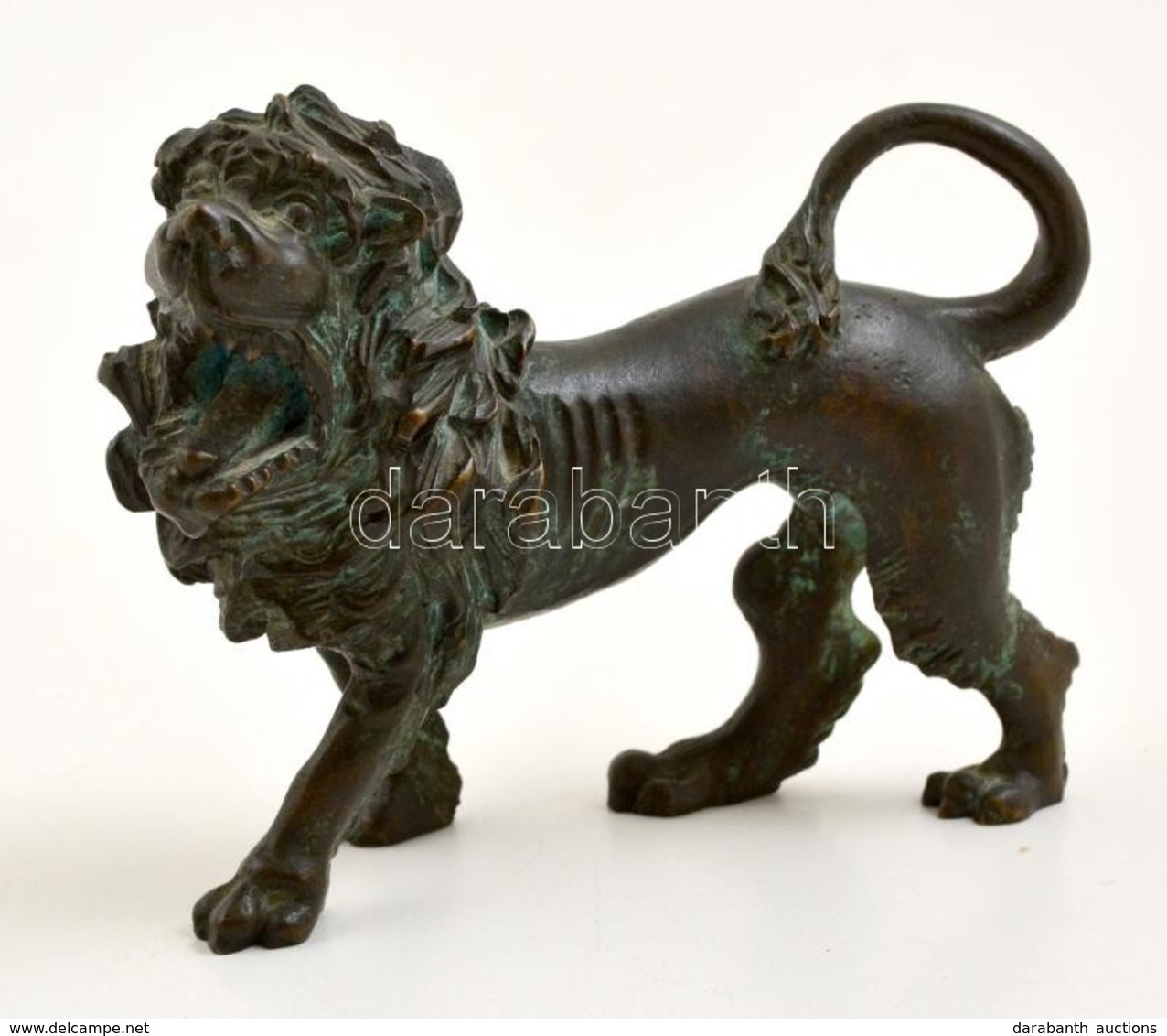 XIX. Sz: Oroszlán Figura. Vas és Bronz ötvözet  / Lion Figure. Bronze, Iron. 17x14 Cm - Otros & Sin Clasificación