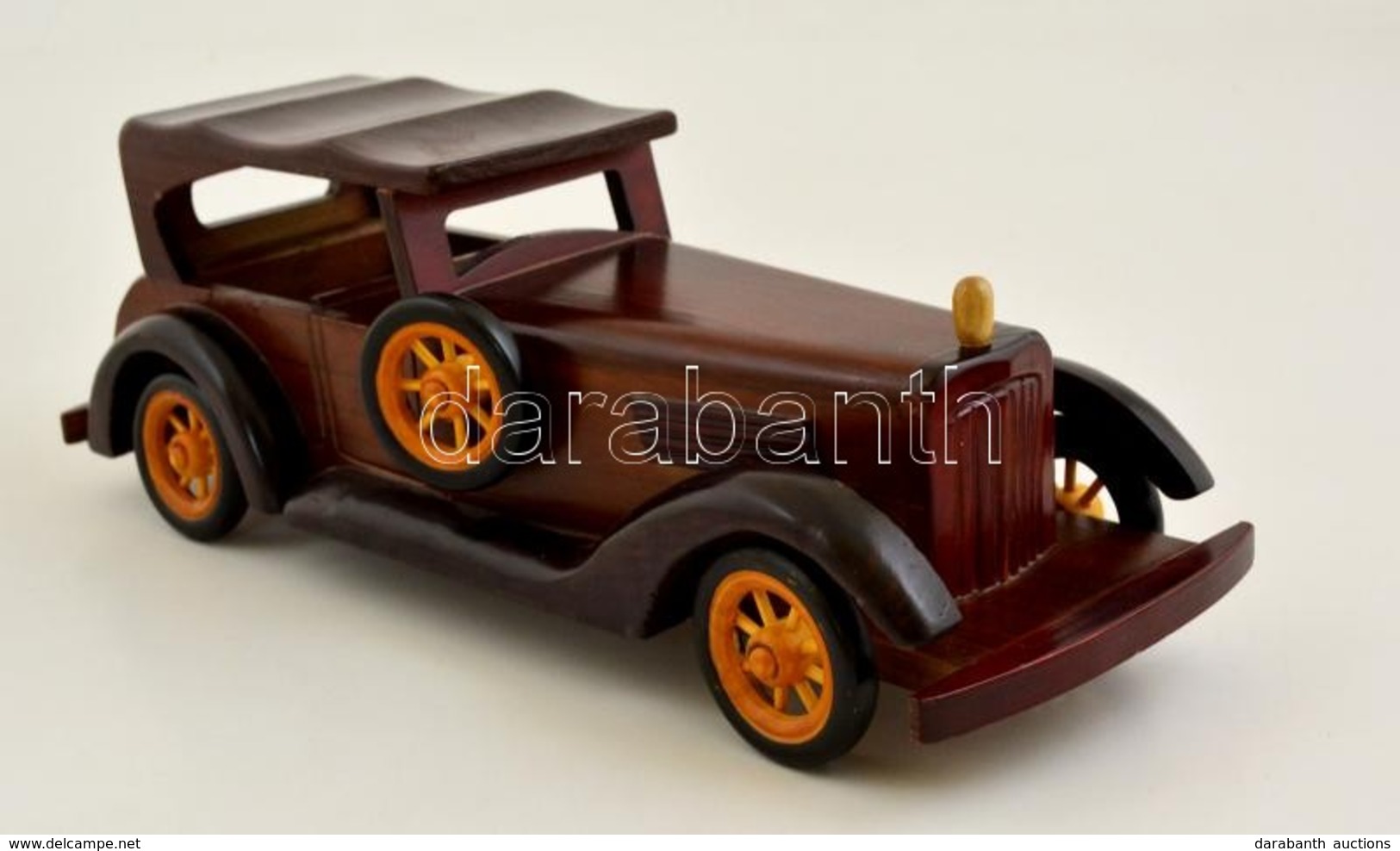 Régi Automobil. Nagyméretű, Faragott, Pácolt Fa Jármű  / Large Carved Automobile Figure 37x13 Cm - Otros & Sin Clasificación