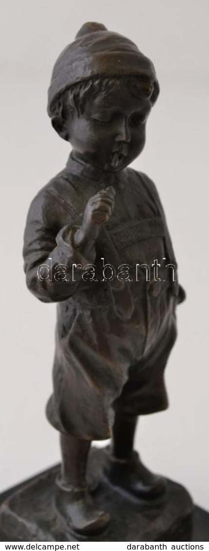 A Kis Csavargó, Jelzett (Schmidt Felling, J.B Deposee), Nagy Szériás Modern Bronz Figura, M:18 Cm - Autres & Non Classés