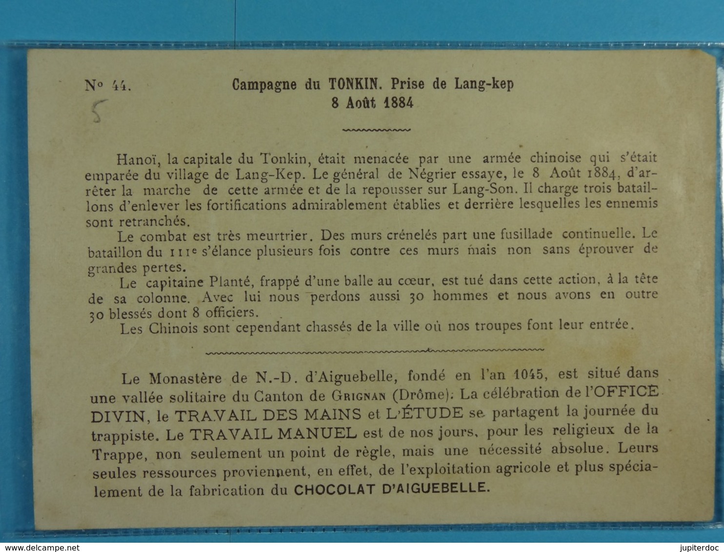 Chocolat D'Aiguebelle Campagne Du Tonkin (1884) Prise De Lang-Kep  (13,5 Cm X 9,5 Cm) /5/ - Aiguebelle