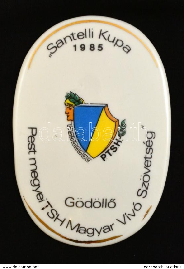 1985 Gödöllő, Santelli Kupa Magyar Vívó Szövetség Porcelán Plakett. Hollóházi. Kopással. 12x8 Cm - Altri & Non Classificati