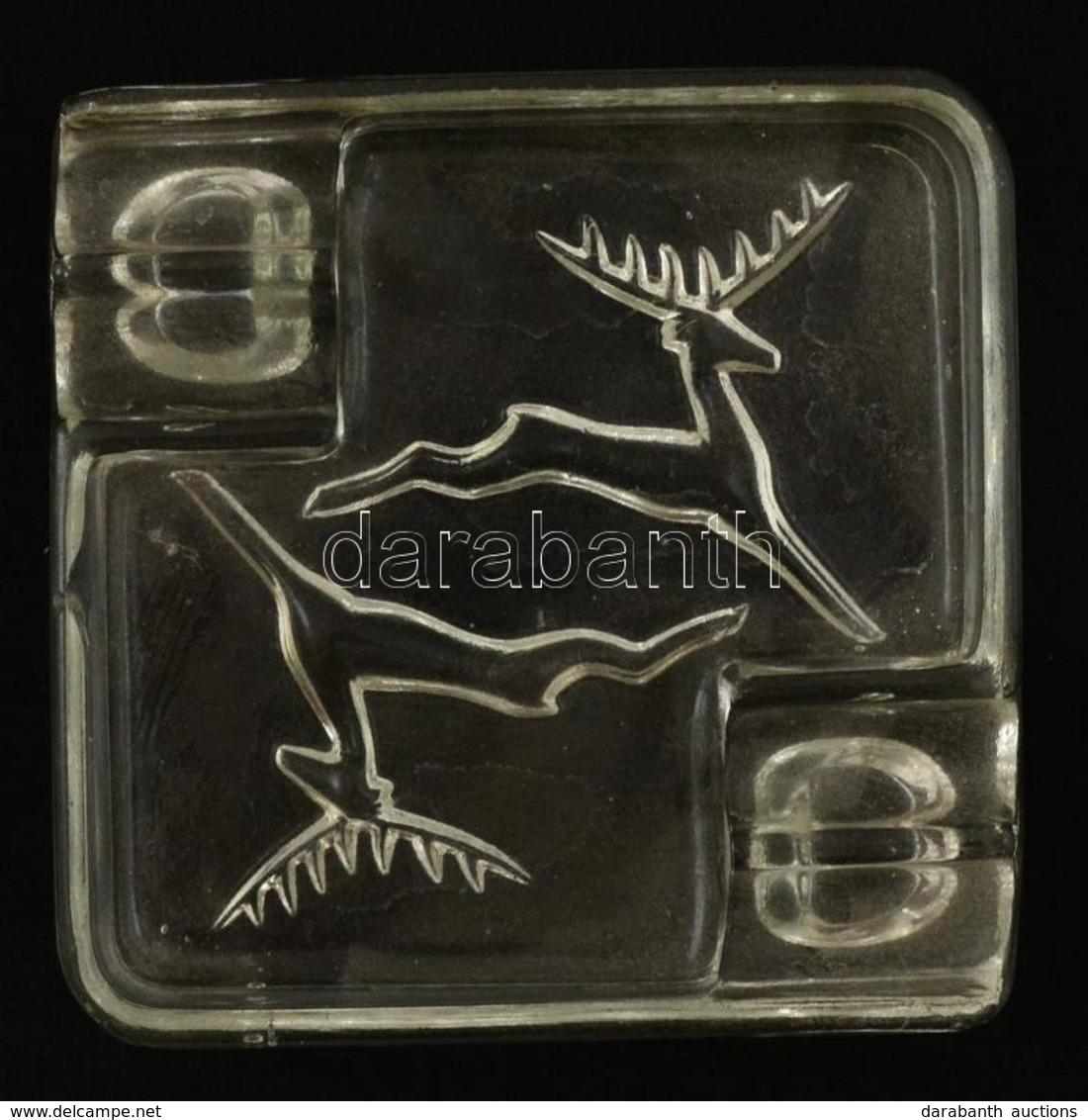 Cca 1933 Szarvasos, Cserkész Jamboree üveg Hamutartó / Scout Jamboree Gödöllő Glass Ashtray. 12x12 Cm - Verre & Cristal