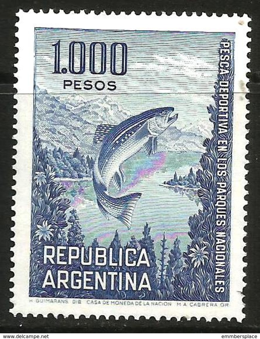 Argentina - 1968 Trout Leaping 1000p  MNH **   Sc 829A - Unused Stamps