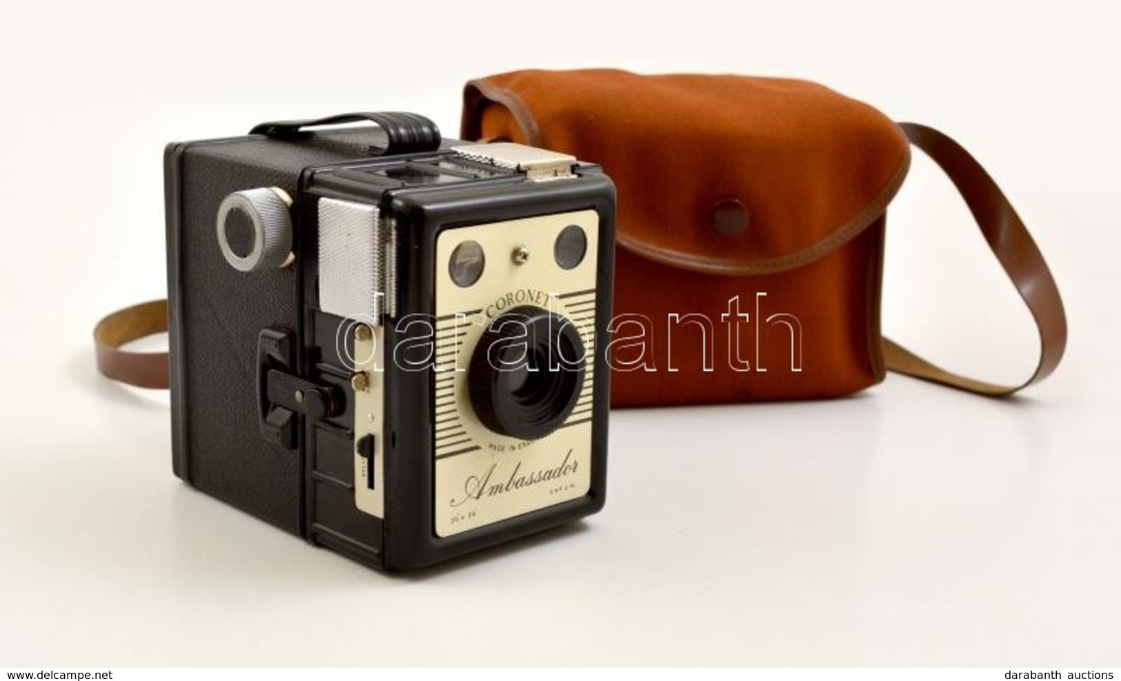 Coronet Ambasador Angol 6x9 Cm-es Box Fényképezőgép, Eredeti Tokjában, Működőképes, Szép állapotban / Vintage British Bo - Appareils Photo