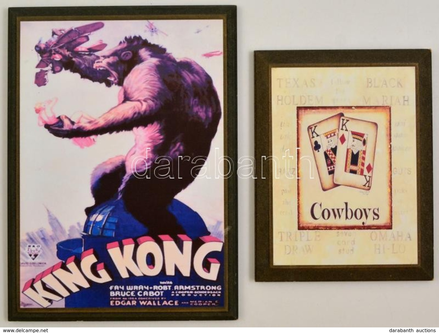 2 Db Falikép, King Kong és Kártyás Nyomattal, 22x17 és 30x22 Cm - Autres & Non Classés