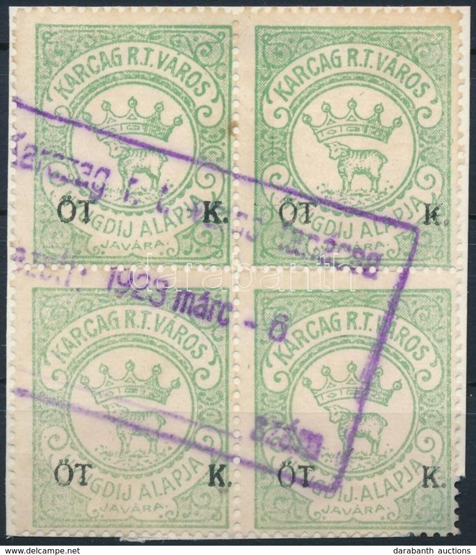 1921 Karcag Illetékbélyeg Nyégyestömbben - Non Classés