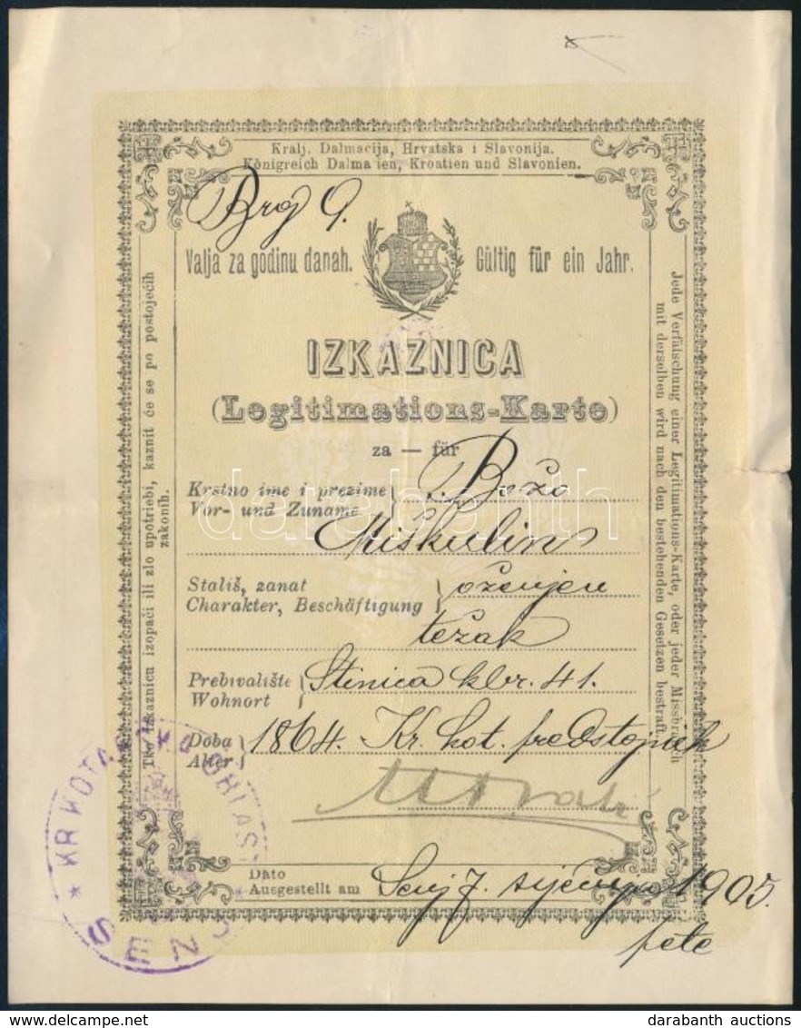 1864 Személyi Igazolvány Horvát Nyelven. / Croatian ID - Zonder Classificatie