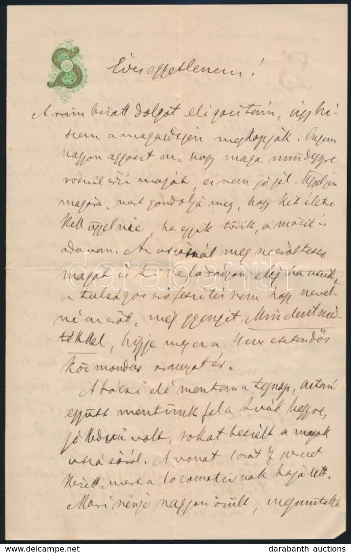 1870 Hegedűs Sándor (1847-1906) Közgazdász, Miniszter, író Saját Kézzel írt Szerelmes Levele Jókay Jolánnak 3 Beírt Olda - Non Classés