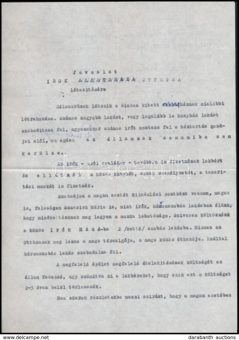 1958 Barta Lajos (1878-1964) író Saját Kézzel Aláírt Két Levele Aczél Györgynek, Melyben írók Otthonának Létrehozására T - Non Classificati