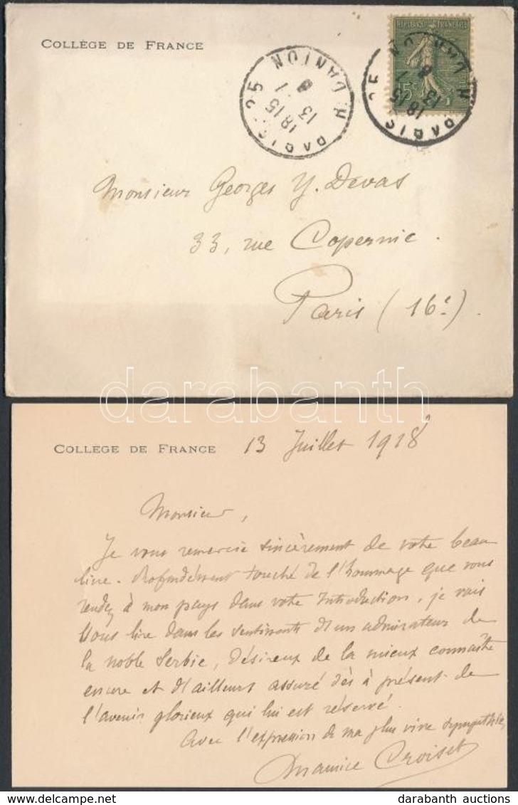 Maurice Croiset (1846-1935) Francia Tudós Sajét Kézzel írt Levele / Autograph Written Letter Of Maurice Croiset French H - Non Classés