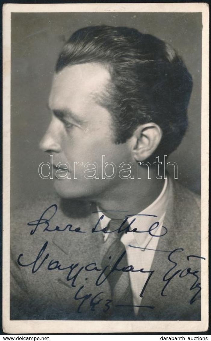 Nagyajtay György (1909-1993) Színész Aláírása őt ábrázoló Fotólapon - Autres & Non Classés