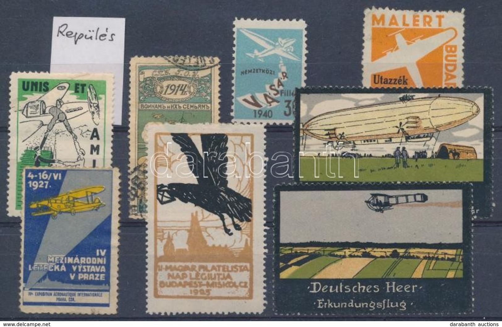 Repülés Levélzáró összeállítás Berakólapon / Aviation Poster Stamps - Autres & Non Classés