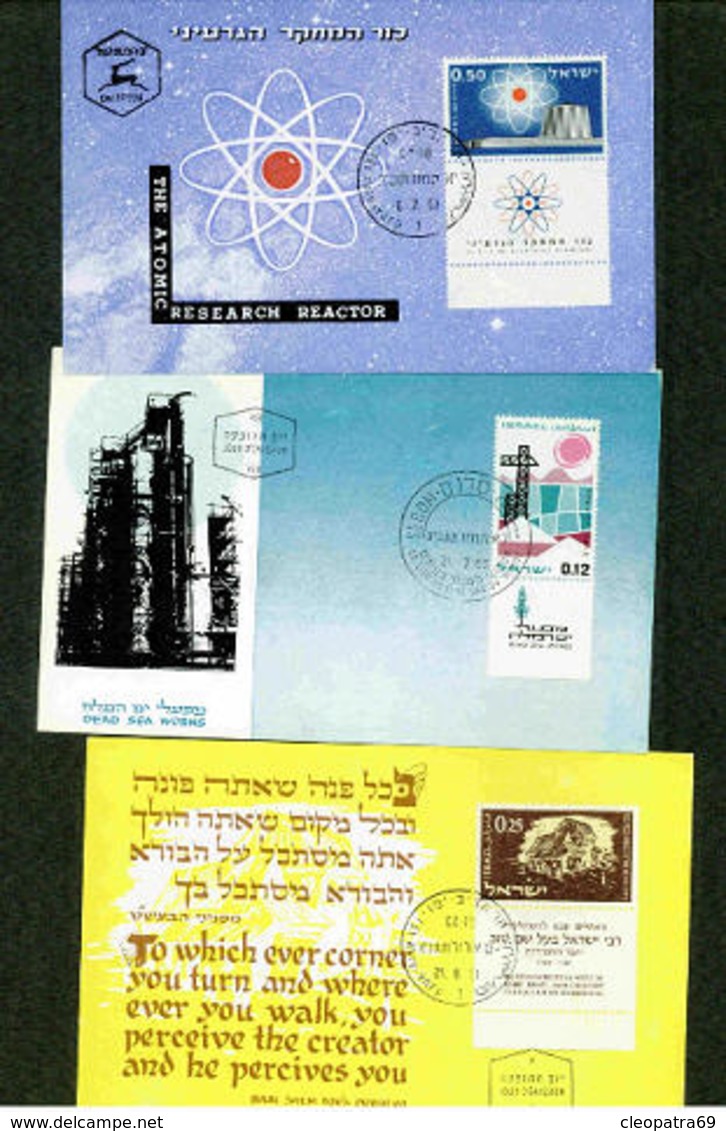 ISRAEL 1960 61 65   3 MAXI CARDS WITH TABS POSTCARDS FIRST DAY CANCELS S11819-1 - Gebraucht (mit Tabs)