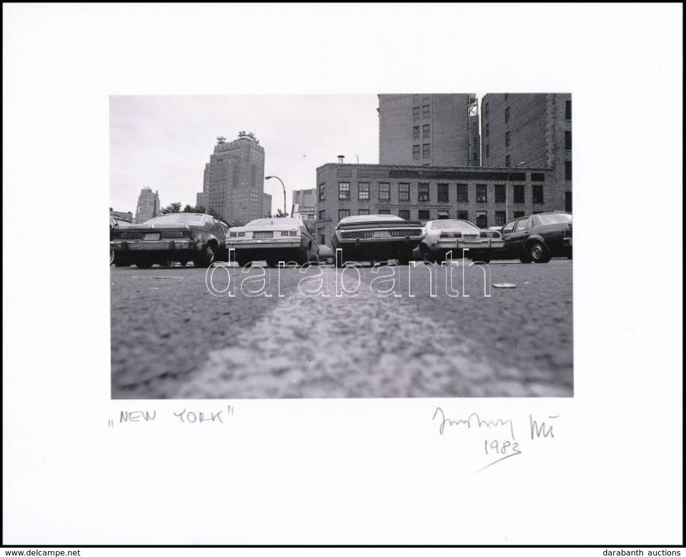 1983 Jankovszky György(1946-): New York, Autók, Feliratozva, Aláírt, Pecséttel Jelzett, Kartonra Kasírozva, 11,5×17,5 Cm - Autres & Non Classés