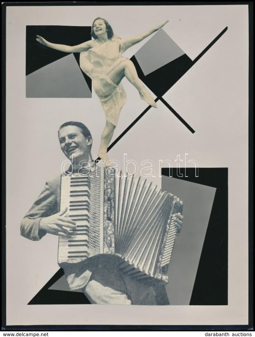 Fotogram és Kollázs Technikával Készült, Jelzés Nélküli Vintage Alkotás, 24x18,5 Cm - Autres & Non Classés