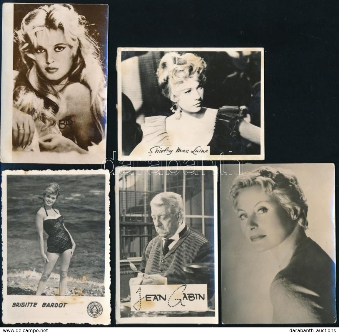Francia Sztárok Kis Fotókon (Brigitte Bardot, Jean Gabin, Michele Morgan), 9×6 Cm - Autres & Non Classés