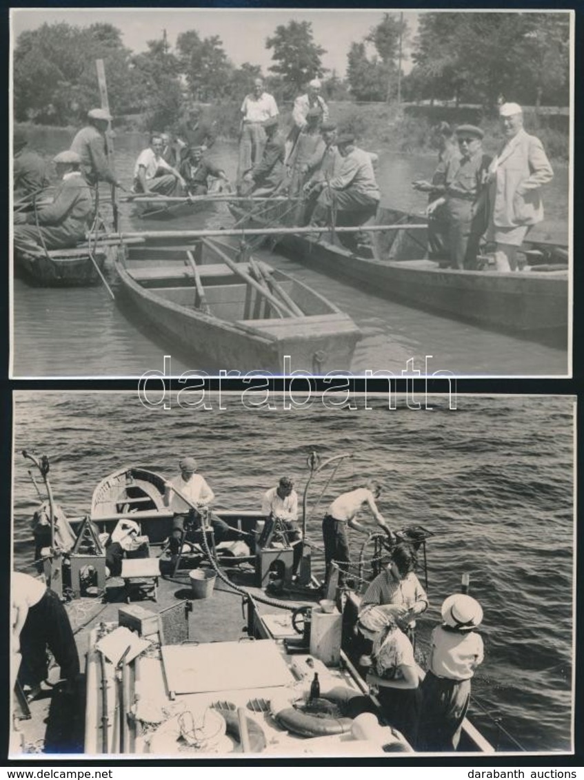 Cca 1930 4 Db Balatoni Halászattal Foglalkozó Fénykép - Autres & Non Classés