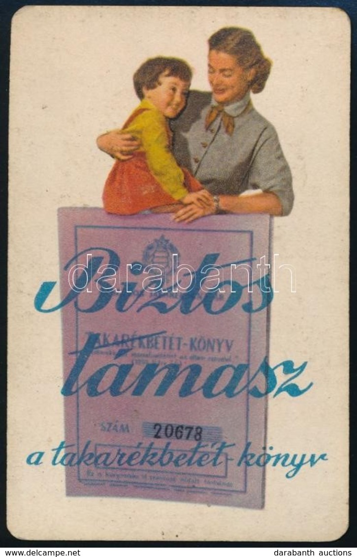 1958 Országos Takarékpénztár, Takarékbetét Könyv Reklámos Kártyanaptár - Publicités