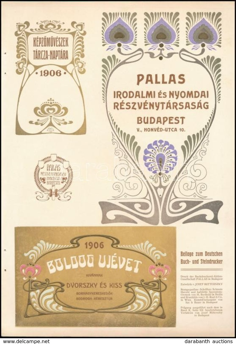 1906 Nyomdareklámok, 2 Db: Pallas Irodalmi  és Nyomdai Részvénytársaság, Wilhelm Gronau's - Publicités