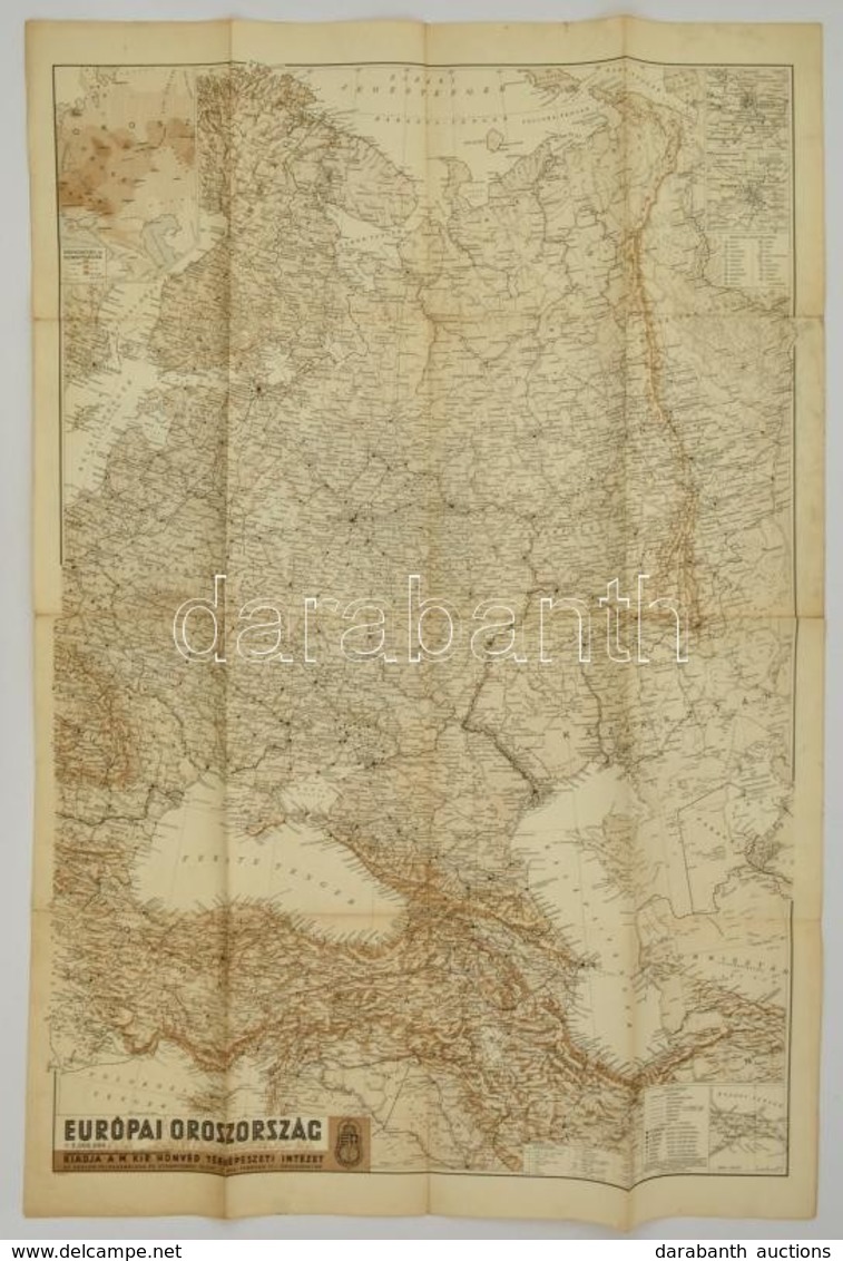 1942 Európai Oroszország Térképe, 1:500000, M. Kir. Honvéd Térképészeti Intézet, 94×63 Cm - Autres & Non Classés