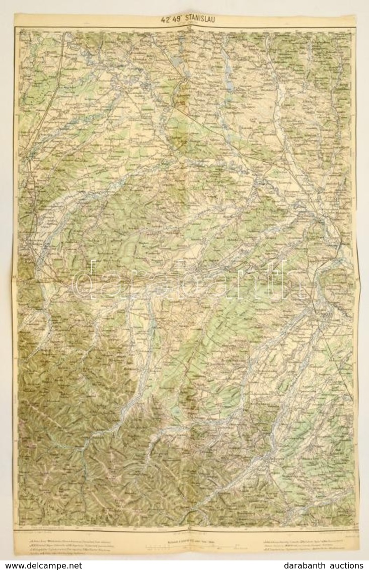 Cca 1900 Stanislau (Lemberg) és Környéke, Katonai Térkép Részlet, 61x38 Cm - Autres & Non Classés