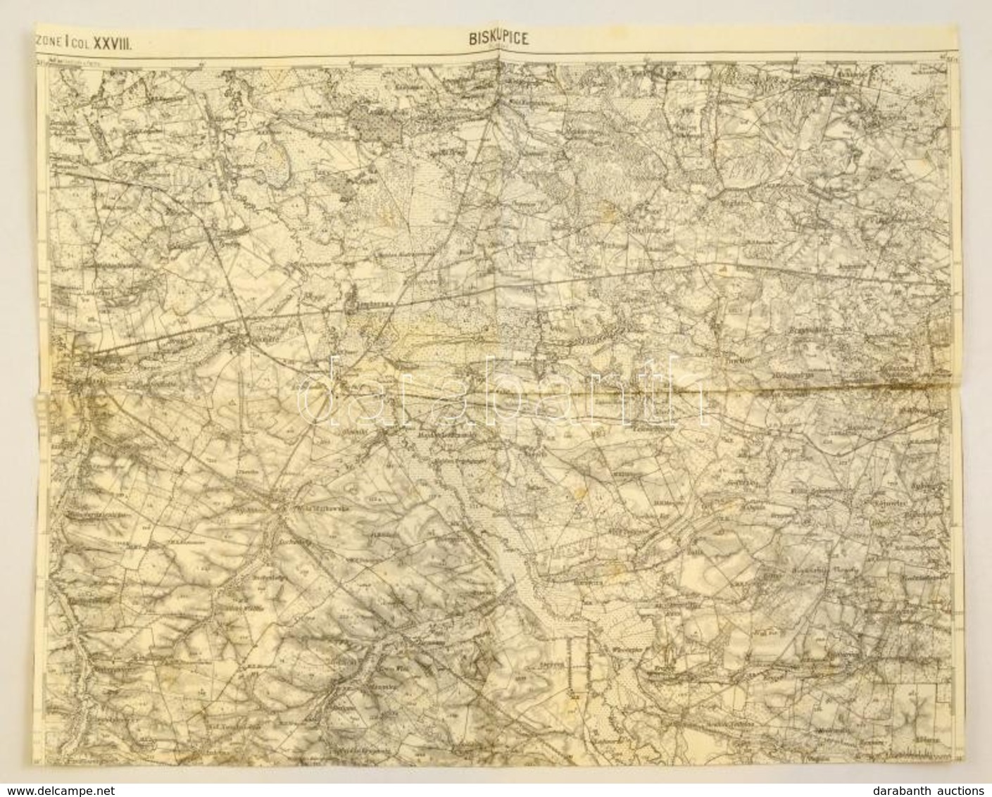 Cca 1900 Biskupice (Lengyelország) és Környéke, Katonai Térkép Részlet, 39x48 Cm - Autres & Non Classés
