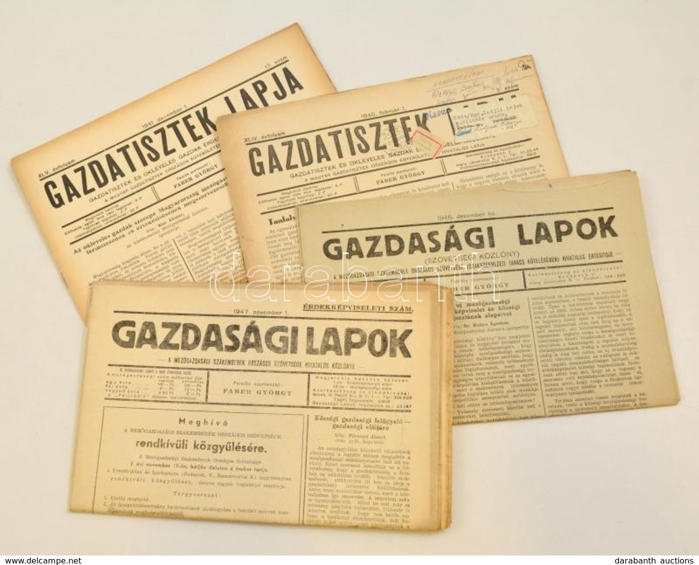 1940-1947 A Gazdatisztek és Gazdasági Lapok Című újságok 2-2 Db Száma - Non Classés