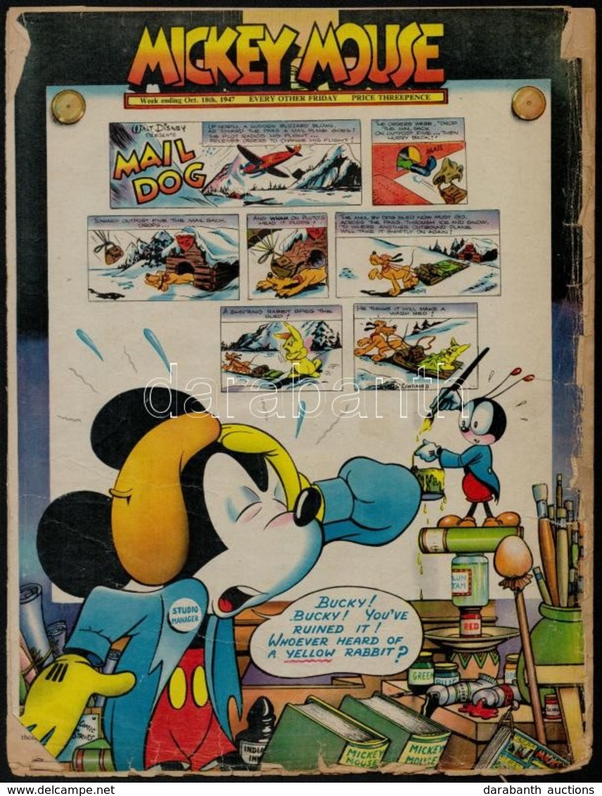 1947 Mickey Mouse Képregény újság, Széteső állapotban, 8p - Non Classés