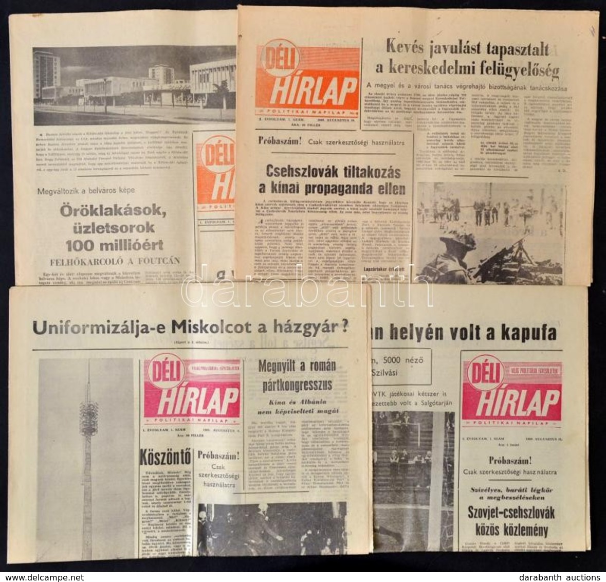 1969 Miskolci, Déli Hírlap 4 Db Próbaszáma, 1969. Augusztus 6.,11.,15., 29. - Non Classés
