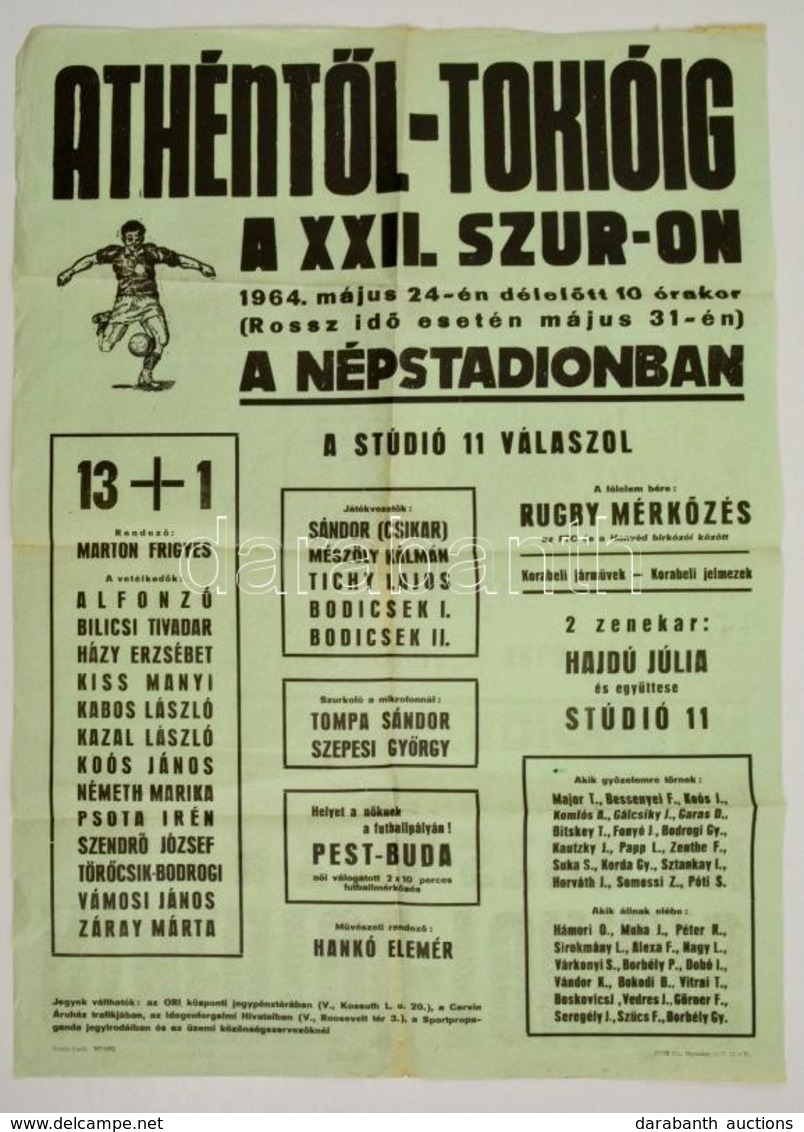 1964 Athéntől Tókióig A XXII. Szur-on. Színész Válogatott és Neves Műsorvezetők Játékos Mérkőzések. 60x80 Cm - Autres & Non Classés