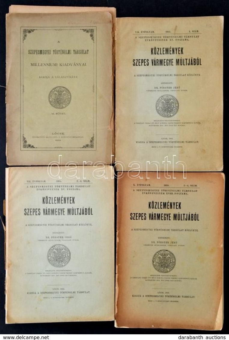 Közelmények Szepes Vármegye Múltjából. Szerk.: Dr. Förster Jenő. VII. évf. 1., 2-4. Sz., X. évf. 2-4. Sz. Lőcse, 1915-19 - Non Classificati