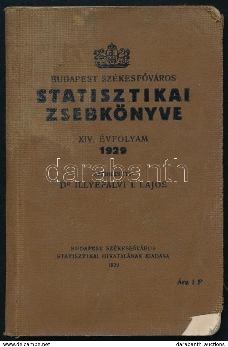 Budapest Székesfőváros Statisztikai Zsebkönyve. XIV. évf. 1929. Szerk.: Dr. Illyefalvi I. Lajos. Bp., 1929, Budapest Szé - Non Classés