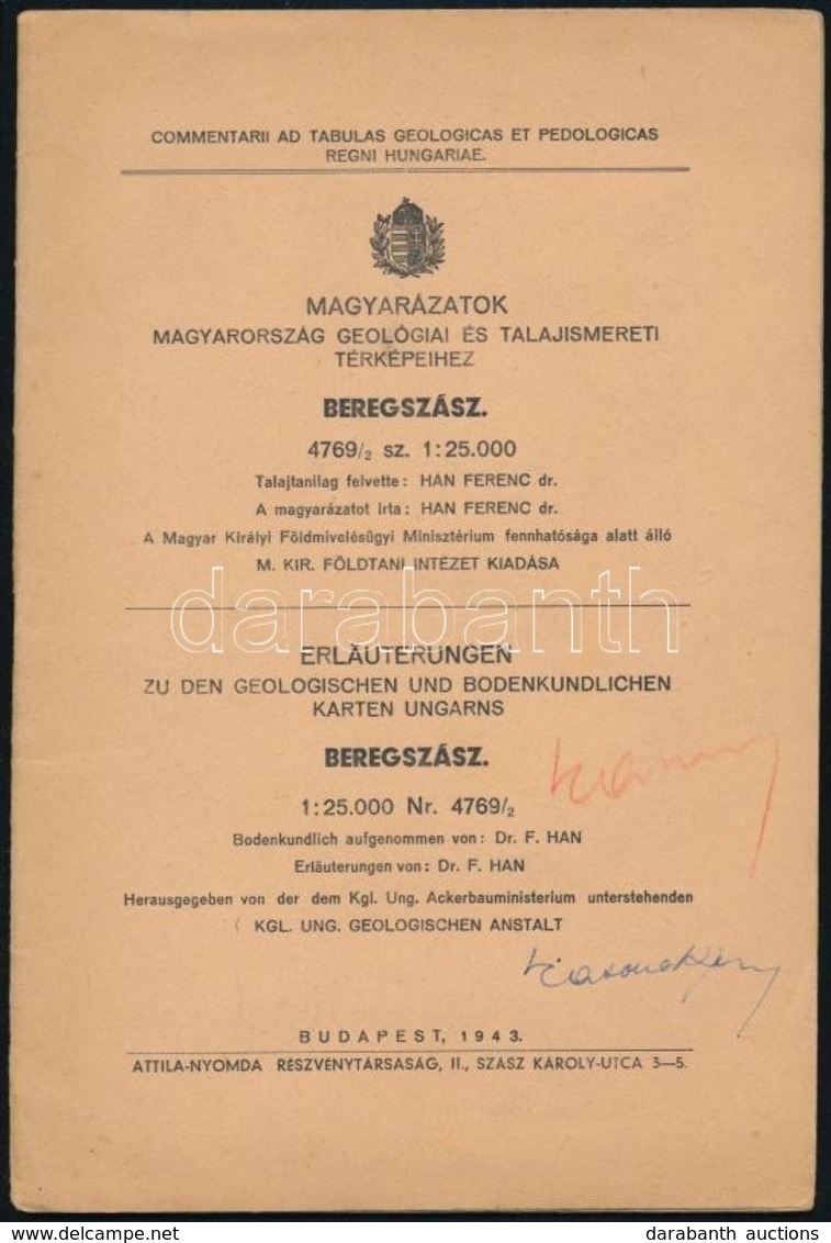 Magyarázatok Magyarország Geológiai és Talajismereti Térképeihez. Velence, Sátoraljaújhely, Beregszász. Bp., 1943. Attil - Non Classés