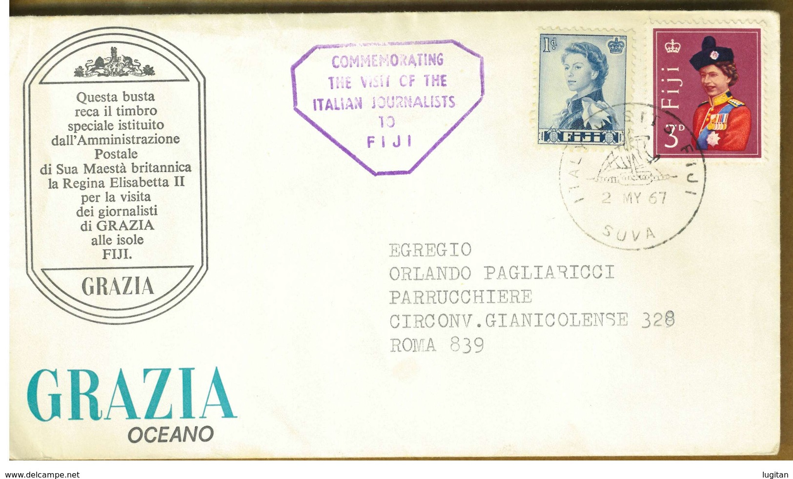 ISOLE FIJI - VISITA DI GIORNALISTI ITALIANI  ANNO 1967 - NON VIAGGIATA - Fiji (1970-...)