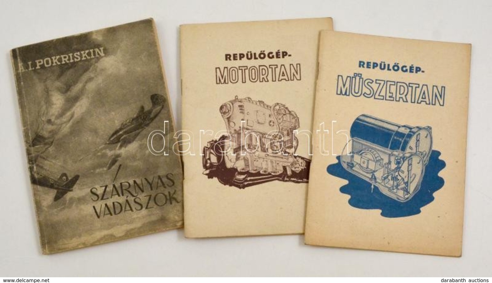 3 Db Repülés Témájú Könyv: Repülőgép Műszertan, Repülőgép Motortan. Bp, 1951., Magyar Repülő Szövetség Kiképzési Osztály - Sin Clasificación