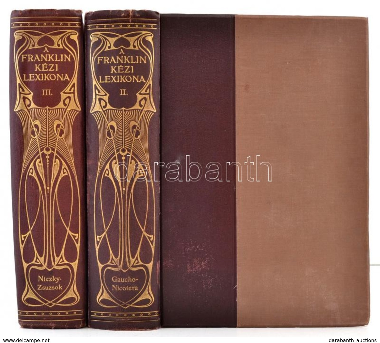 A Franklin Kézi Lexikona II-III. Bp., 1911-12. Franklin Társulat. Kiadói Szecessziós, Aranyozott Gerincű Félbőrkötésben, - Non Classés