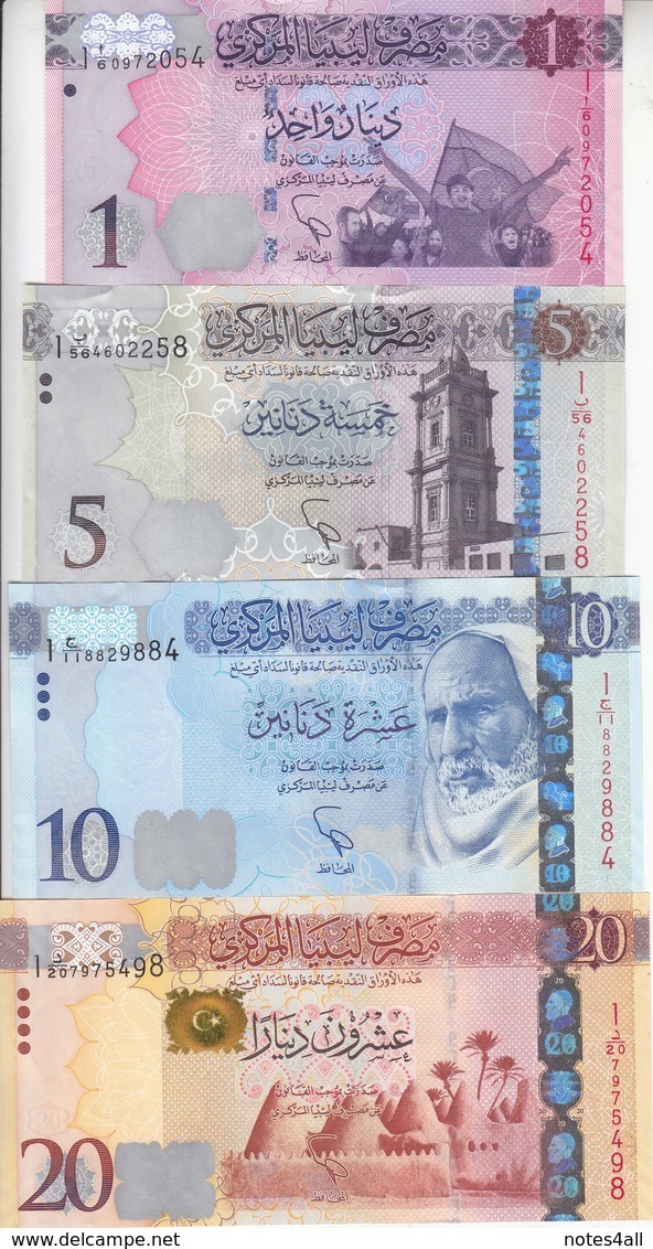 LIBYA 1 5 10 20 DINARS 2013 2015 P-76 79 81 82  NEW UNC SET */* - Libië