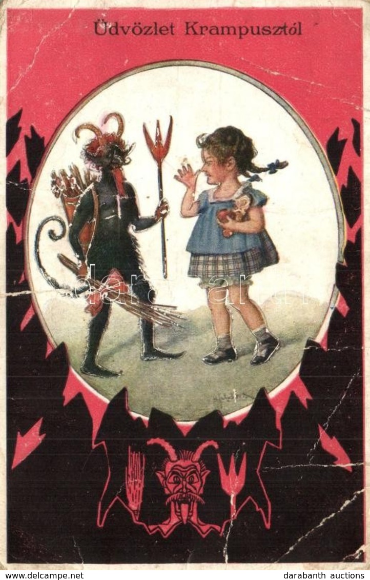 ** 3 Db RÉGI és MODERN Krampusz Motívumos Képeslap, Vegyes Minőségben / 3 Pre-1945 And Modern Krampus Motive Postcards,  - Non Classés