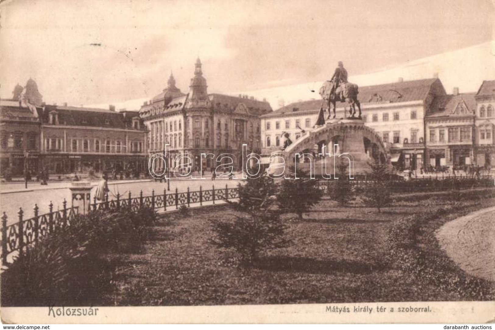 T2/T3 1906 Kolozsvár, Cluj; Mátyás Király Tér A Szoborral, Huba Károly üzlete, New York Szálloda, Gyógyszertár. Kiadja L - Non Classés