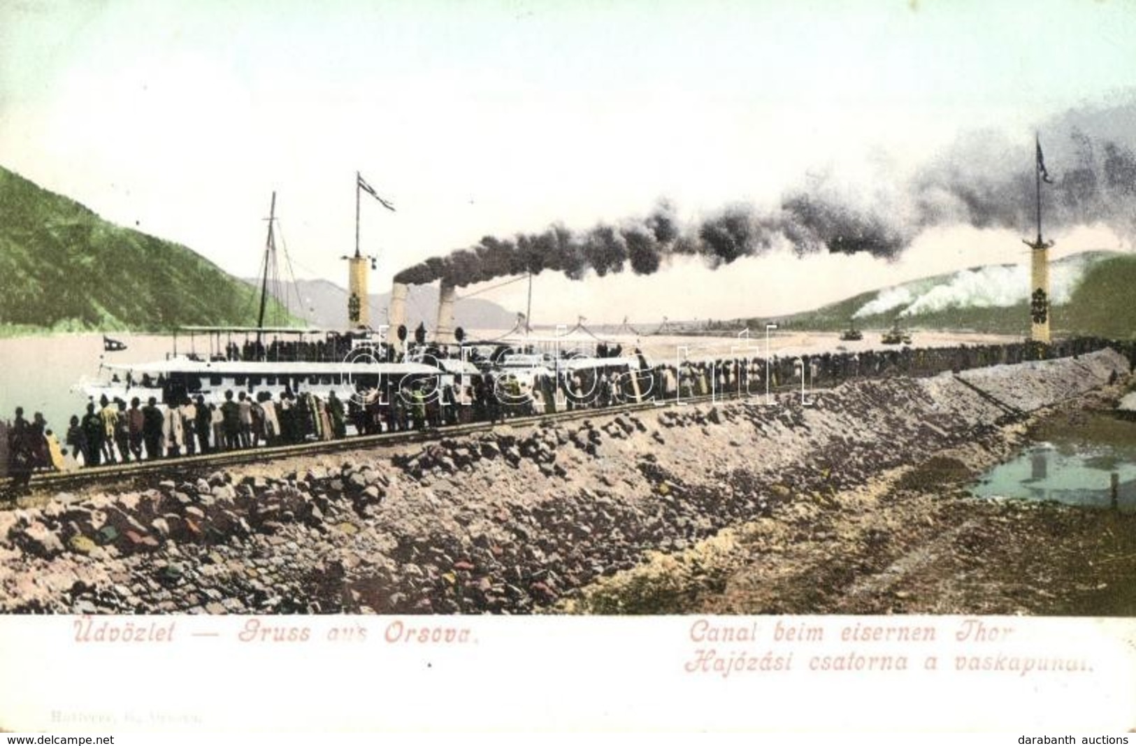 ** T1/T2 Orsova, Canal Beim Eisernen Thor / Hajózási Csatorna A Vaskapunál. Hutterer G. Kiadása / Ship Station, Canal, S - Non Classés