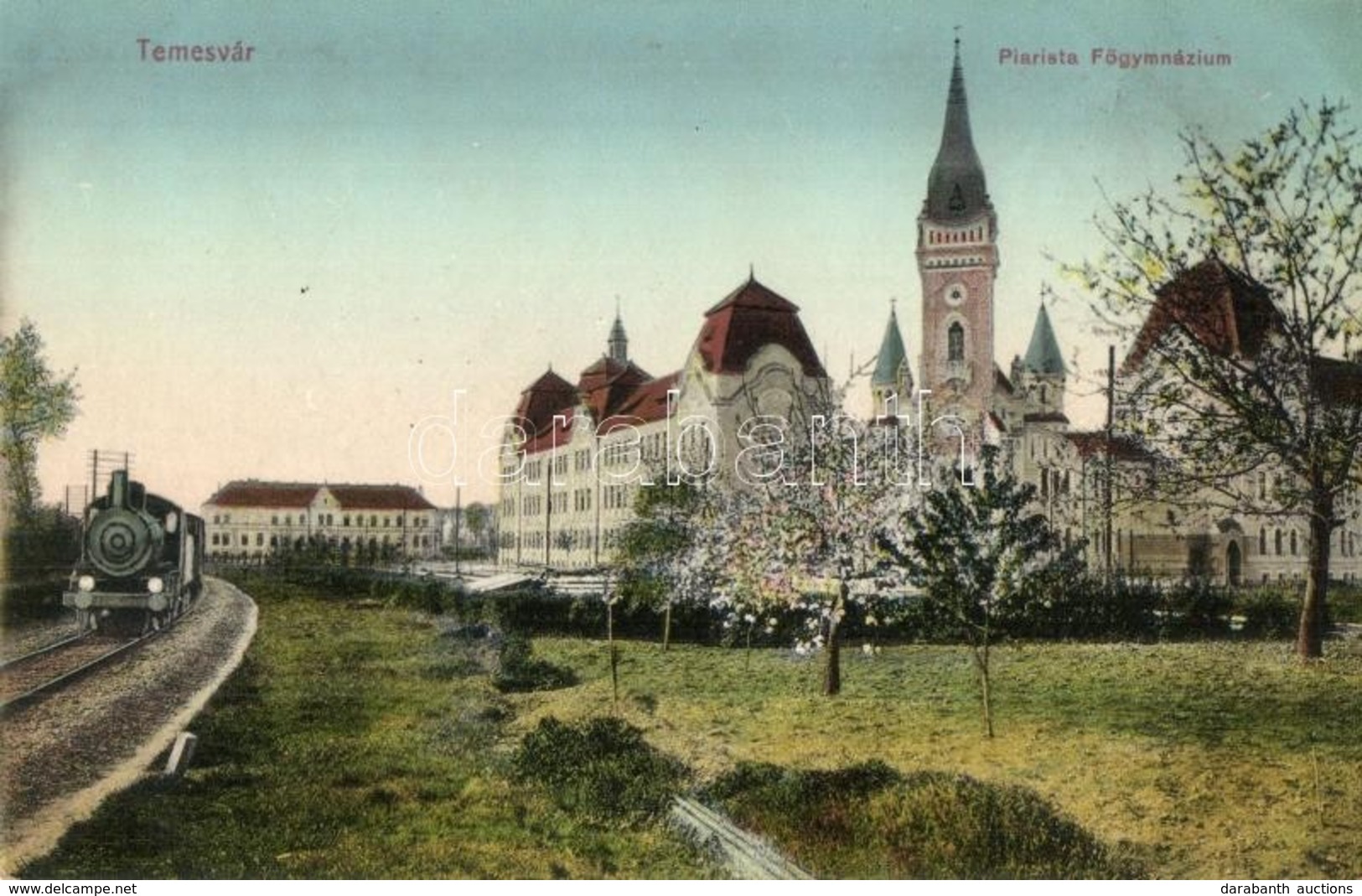 ** T1 Temesvár, Timisoara; Piarista Főgimnázium, Gőzmozdony / Piarist High School, Locomotive - Non Classés